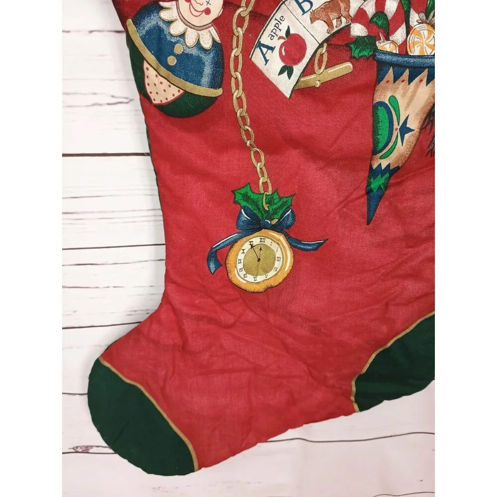 Cranston Vintage 80s Handcrafted Jumbo Stocking Night Before Christmas Quilted S